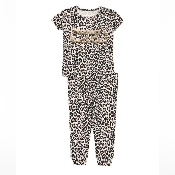 Rachel Zoe New Infant Mamas Best Girl Cheetah Print 2 Piece Pajamas Set - Picture 6 of 8